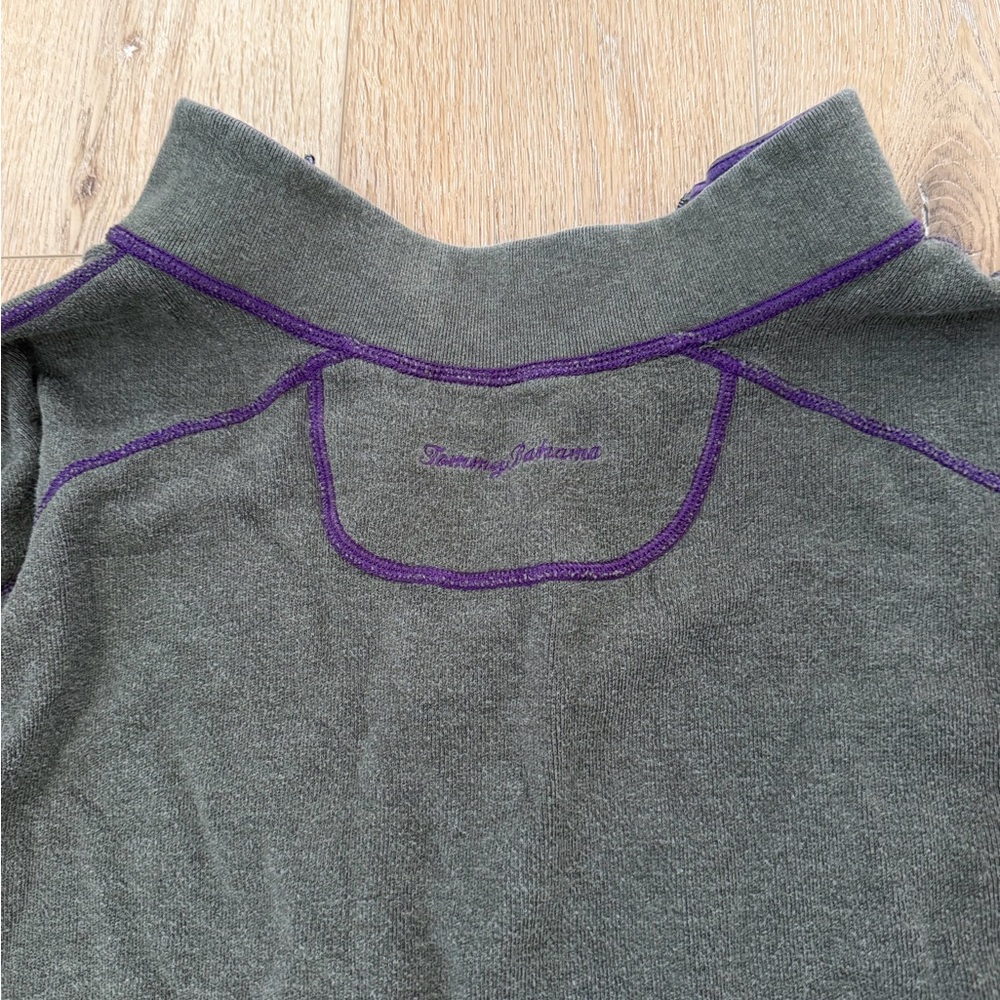 Tommy Bahama Reversible Purple and Gray 1/4 Zip Pullover - Picture 4 of 9